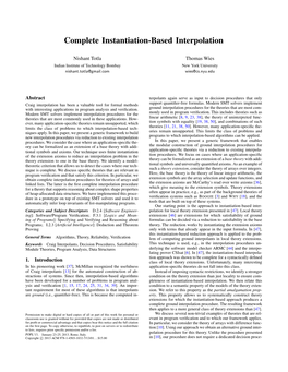 Complete Instantiation-Based Interpolation