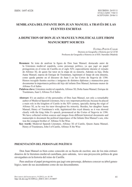 Semblanza Del Infante Don Juan Manuel a Través De Las Fuentes Escritasevaluado: 7/04/11 ACEPTADO: 20/06/11