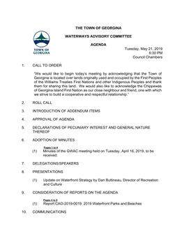 The Town of Georgina Waterways Advisory