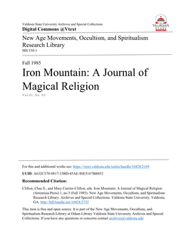 Iron Mountain: a Journal of Magical Religion Vol 01, No