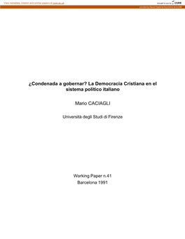 La Democracia Cristiana En El Sistema Político Italiano