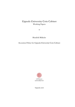 Accession Policy for Uppsala University Coin Cabinet