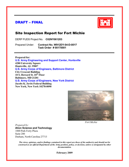 DRAFT – FINAL Site Inspection Report for Fort Michie