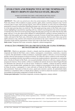 Evolution and Perspective of the Temperate Fruit Crops in São Paulo State, Brazil1