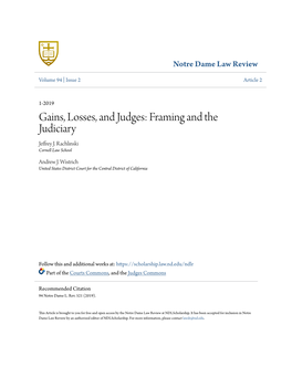 Gains, Losses, and Judges: Framing and the Judiciary Jeffrey J