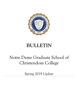 Christendom College 2011 Graduate School Bulletin