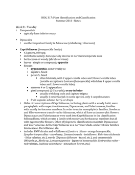 Plant Identification and Classification Summer 2016 -‐ Notes Week 8