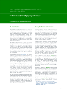 Technical Analysis of Player Performance CIES Football