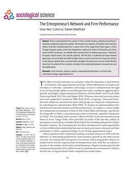 The Entrepreneur's Network and Firm Performance