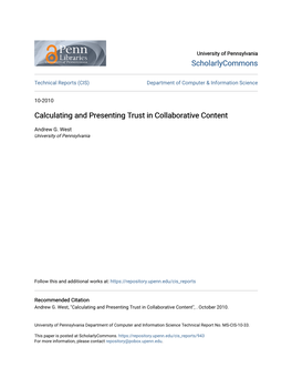 Calculating and Presenting Trust in Collaborative Content