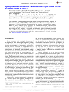 Hydrogen-Bonded Clusters of 1,1′-Ferrocenedicarboxylic Acid on Au(111) Are Initially Formed in Solution Rebecca C