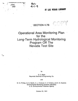 For the Long-Term Hyd Rolog Ical Mo Ni to Ri Ng - Program Off the Nevada Test Site