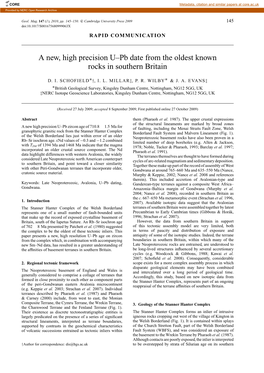 A New, High Precision U–Pb Date from the Oldest Known Rocks in Southern Britain