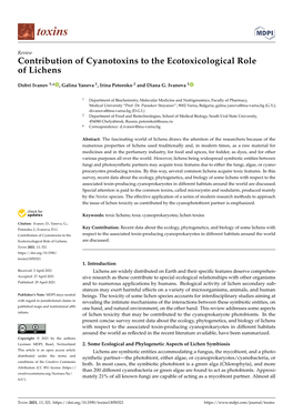 Contribution of Cyanotoxins to the Ecotoxicological Role of Lichens