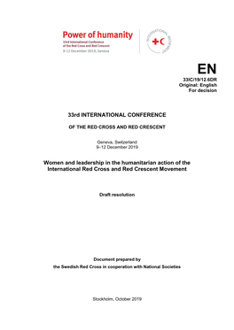 Women and Leadership in the Humanitarian Action of the International Red Cross and Red Crescent Movement