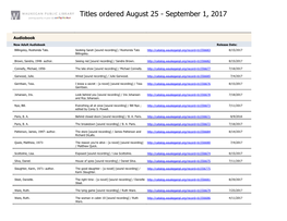 Titles Ordered August 25 - September 1, 2017