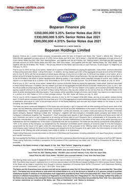 Boparan Finance Plc Boparan Holdings Limited