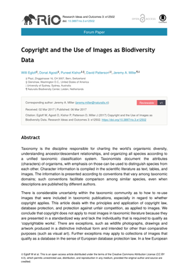 Copyright and the Use of Images As Biodiversity Data