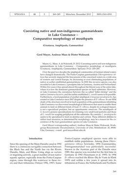 Coexisting Native and Non-Indigenous Gammarideans in Lake Constance – Comparative Morphology of Mouthparts