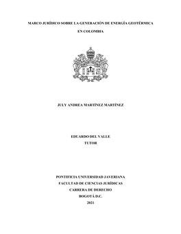 Marco Jurídico Sobre La Generación De Energía Geotérmica