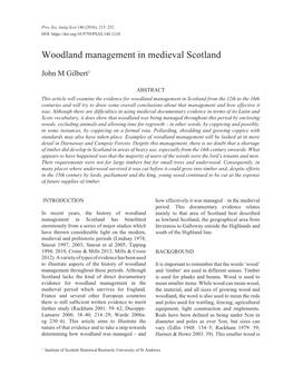 Woodland Management in Medieval Scotland | 215 Doi