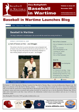 Baseball in Wartime Launches Blog