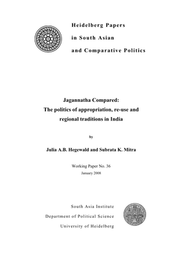 Heidelberg Papers in South Asian and Comparative Politics Jagannatha