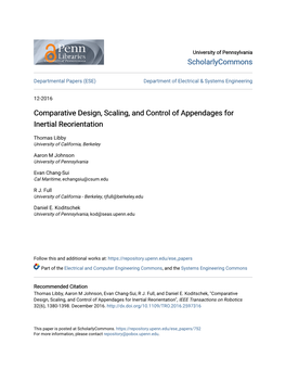 Comparative Design, Scaling, and Control of Appendages for Inertial Reorientation