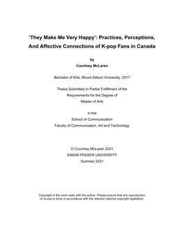 Practices, Perceptions, and Affective Connections of K-Pop Fans in Canada