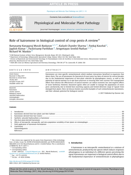 Role of Kairomone in Biological Control of Crop Pests-A Review*