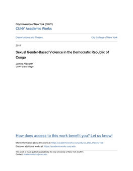 Sexual Gender-Based Violence in the Democratic Republic of Congo