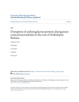 Disruption of Arabinogalactan Proteins Disorganizes Cortical Microtubules in the Root of Arabidopsis Thaliana E Nguema-Ona
