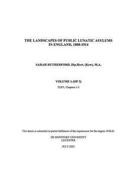 The Landscapes of Public Lunatic Asylums in England, 1808-1914