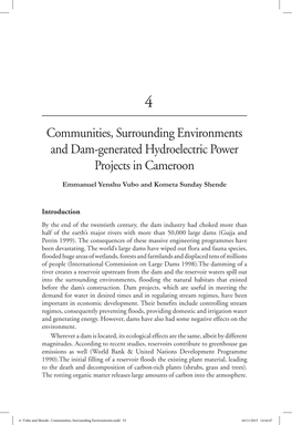 Communities, Surrounding Environments and Dam-Generated Hydroelectric Power Projects in Cameroon