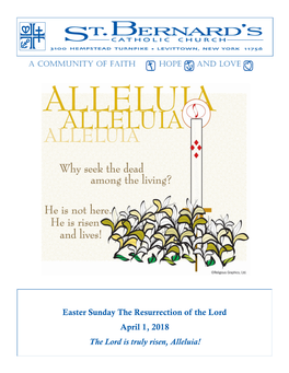 Easter Sunday the Resurrection of the Lord April 1, 2018 the Lord Is Truly Risen, Alleluia!