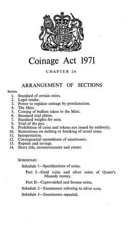 Coinage Act 1971 CHAPTER 24