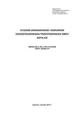 Studium Uwarunkowań I Kierunków Zagospodarowania Przestrzennego Gminy Zapolice