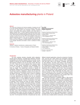 Asbestos Manufacturing Plants in Poland