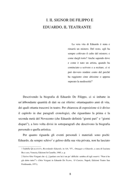 I. Il Signor De Filippo E Eduardo, Il Teatrante