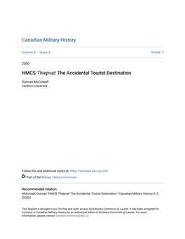 HMCS Thiepval: the Accidental Tourist Destination