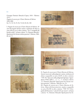 Progetto Di Concorso Per Il Teatro Massimo Di Palermo 1864-1866 Inv. 51, 53, 54, 55, 56, 73, 82, 83, 84, 108