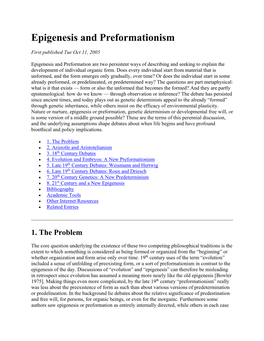 Epigenesis and Preformationism