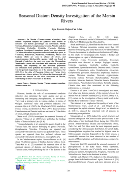 Seasonal Diatom Density Investigation of the Mersin Rivers