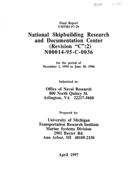 National Shipbuilding Research. and Documentation Center (Revision 