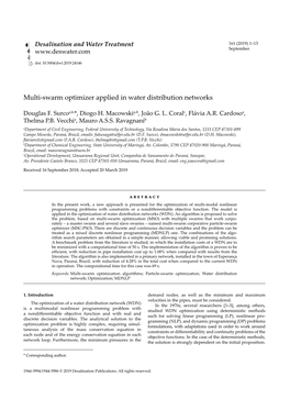 Multi-Swarm Optimizer Applied in Water Distribution Networks