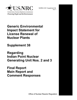 NUREG-1437 Supplement 38 Vol 1 