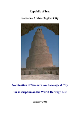 Republic of Iraq Samarra Archaeological City