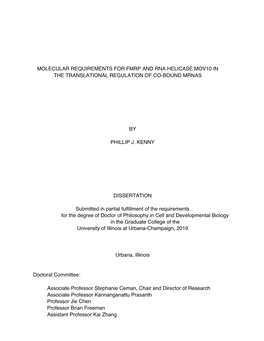 Molecular Requirements for Fmrp and Rna Helicase Mov10 in the Translational Regulation of Co-Bound Mrnas