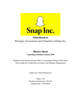 Ghostbusters Strategic Assessment and Valuation of Snap Inc. Master