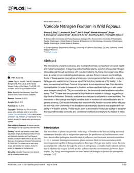 Variable Nitrogen Fixation in Wild Populus